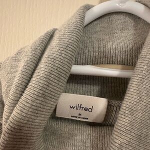 Wilfred Gray Ribbed Knit Cowl Neck Sweater